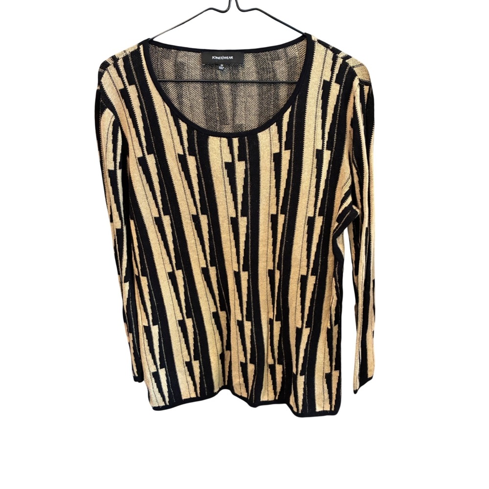 Vintage Jones Wear Sweater Womens M Neil Sweater Inspired Black Tan Geometric